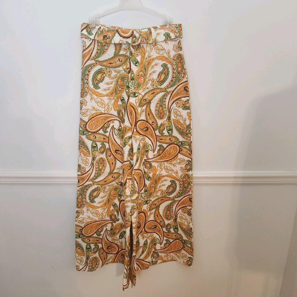 Anthropologie Faithful The Brand Pants Sz 6 Juniper Paisley Wide Leg Fla…